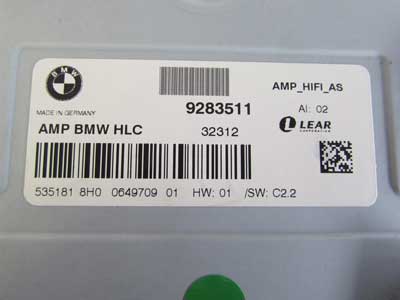 BMW Radio HiFi Amplifier AMP HLC Lear 65129283511 F30 320i 328i 335i Hybrid 3 M36